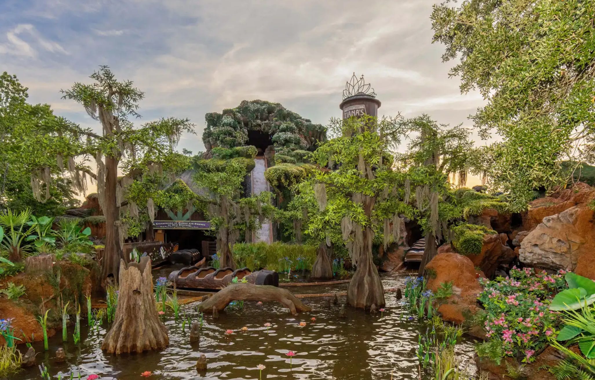 The front of Tiana's Bayou Adventure at Magic Kingdom.